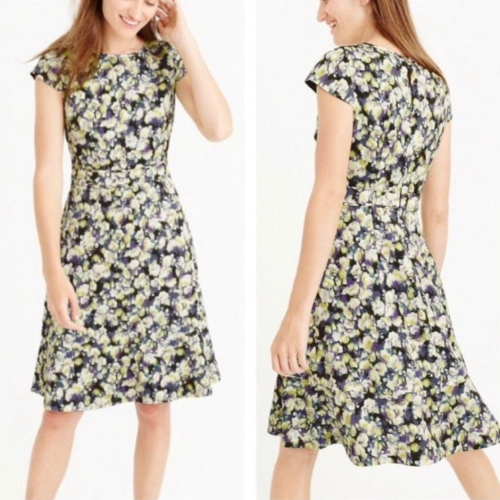 J. Crew Floral Satin A-Line Dress